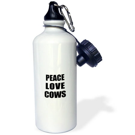 

3dRose Peace Love and Cows - Things that make me happy - animal lover gift - Water Bottle 21-ounce