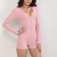 thumbnail image 2 of Ensemble de Pyjama Bodycon pour Femmes Printemps Aguichant Col en V Manches Courtes Combishort, 2 of 4