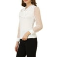 thumbnail image 4 of Allegra K Women's Polka Dots Tie Neck Long Sleeve Semi Sheer Blouse, 4 of 6