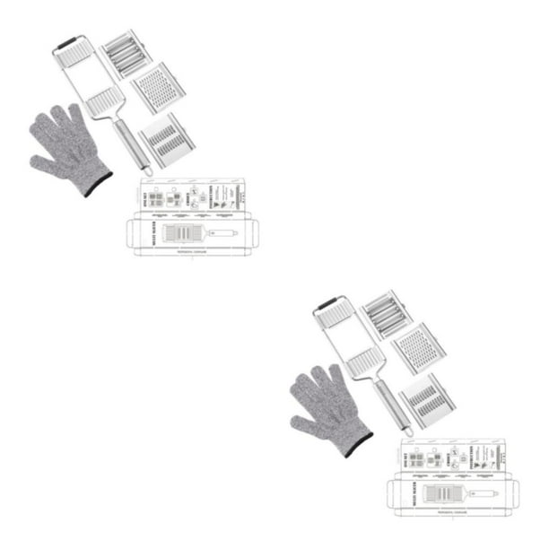 Rebanadora y rallador de verduras Inteprter de acero inoxidable Conjunto 3 piezas+guantes