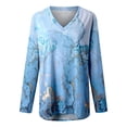 thumbnail image 3 of ZMHEGW Womens T Shirts Loose V Neck Printed Long Sleeve Printed T-Shirts Women Graphic Top, 3 of 4