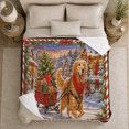 thumbnail image 4 of Christmas Village Winter Scene Golden Retriever Pulling Wagon, Festive Pet Portrait Pattern, Warm Flannel Blanket for Living Room and Reading Nook, Dog Lovers Christmas Gift, Pet Lover Home Decor, 4 of 7