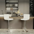 thumbnail image 3 of Vineego Modern Square PU Leather Swivel Adjustable Bar Stool, Set of 2, Bar Stool for Kitchen Counter,White, 3 of 9