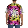 thumbnail image 3 of Uemuo Colorful Tie Dye Stained Glass 3 Pattern Cotton Linen Short Sleeve Shirts,Casual Lightweight Button Down Shirts,Vacation Beach Summer Tops-X-Large, 3 of 7