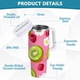 thumbnail image 2 of Yayeee 40oz Stainless Steel Tumbler with Straw and Handle Double-Wall Insulated Travel Water Bottle, Floral Raspberries, 2 of 8