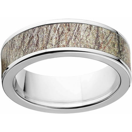 Mossy Oak Brush Men's Camo 7mm Stainless Steel Wedding Band with Polished Edges and Deluxe Comfort Fit