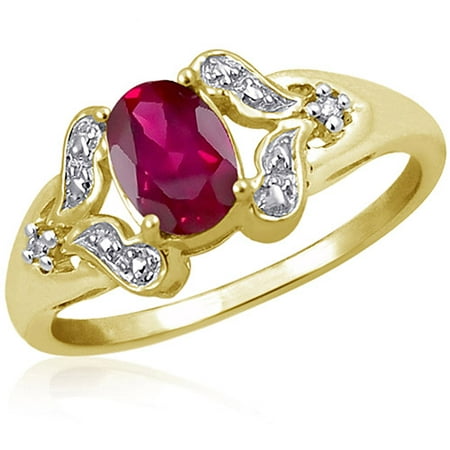 JewelersClub 0.88 Carat T.G.W. Ruby Gemstone and White Diamond Accent Ring