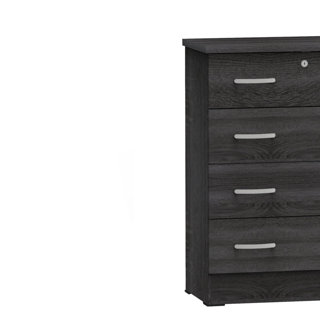 Home Furniture Cindy 4 Drawer Chest Wooden Dresser with Lock - Black