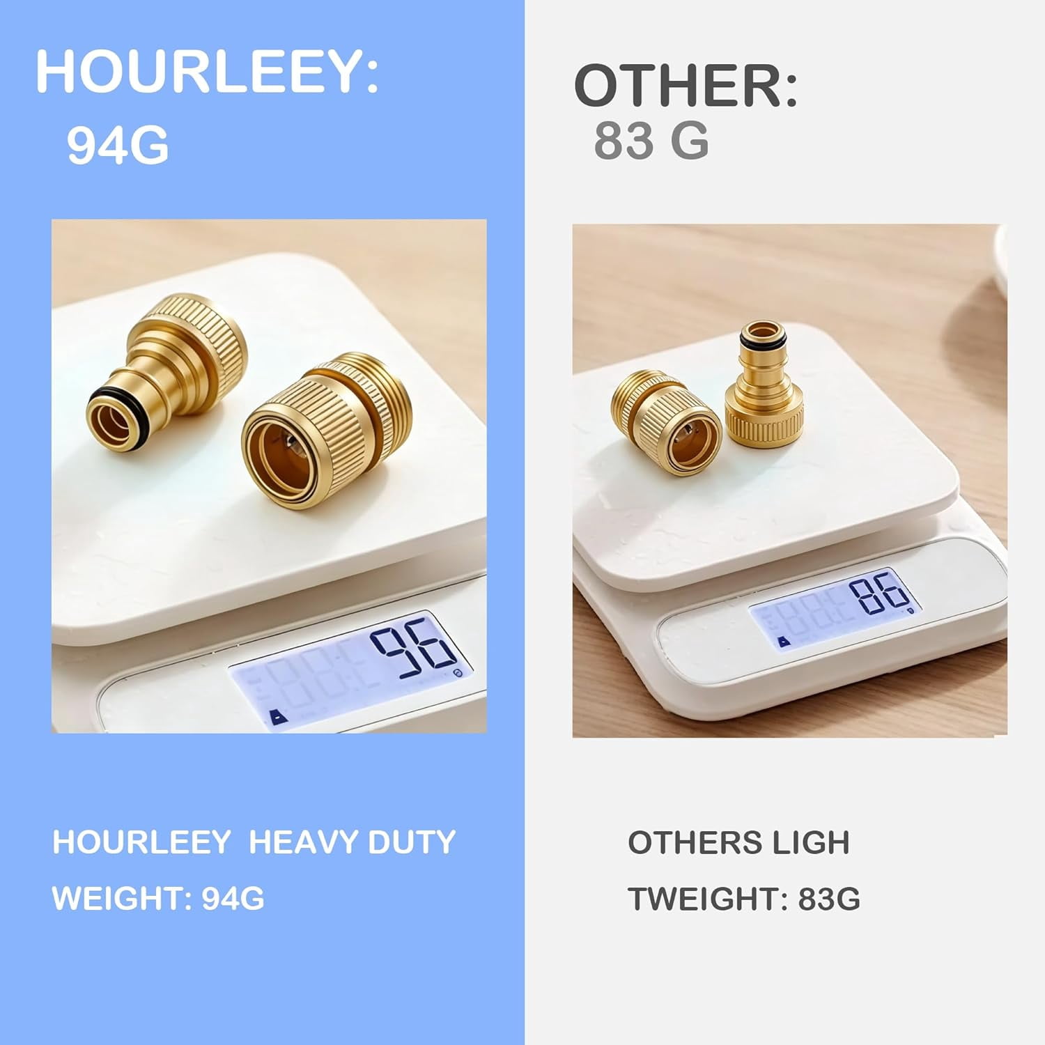 Garden Hose Quick Connect, 4 Set Solid Brass 3/4 Inch GHT Thread Garden Hose Quick Connect Fittings, No-Leak Male and Female Water Hose Quick Release Connectors