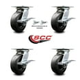 thumbnail image 2 of 6 Inch Polyolefin Caster Set with Roller Bearing 4 Brake and 2 Swivel Lock SCC, 2 of 2