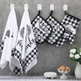 thumbnail image 4 of Buffalo Plaid Kitchen Towels Oven Mitts and Pot Holder Set - 5-Piece Black and White Kitchen Towels Set with Strong Water Absorption - Convenient Hook and Half Piping Tidy -, 4 of 7