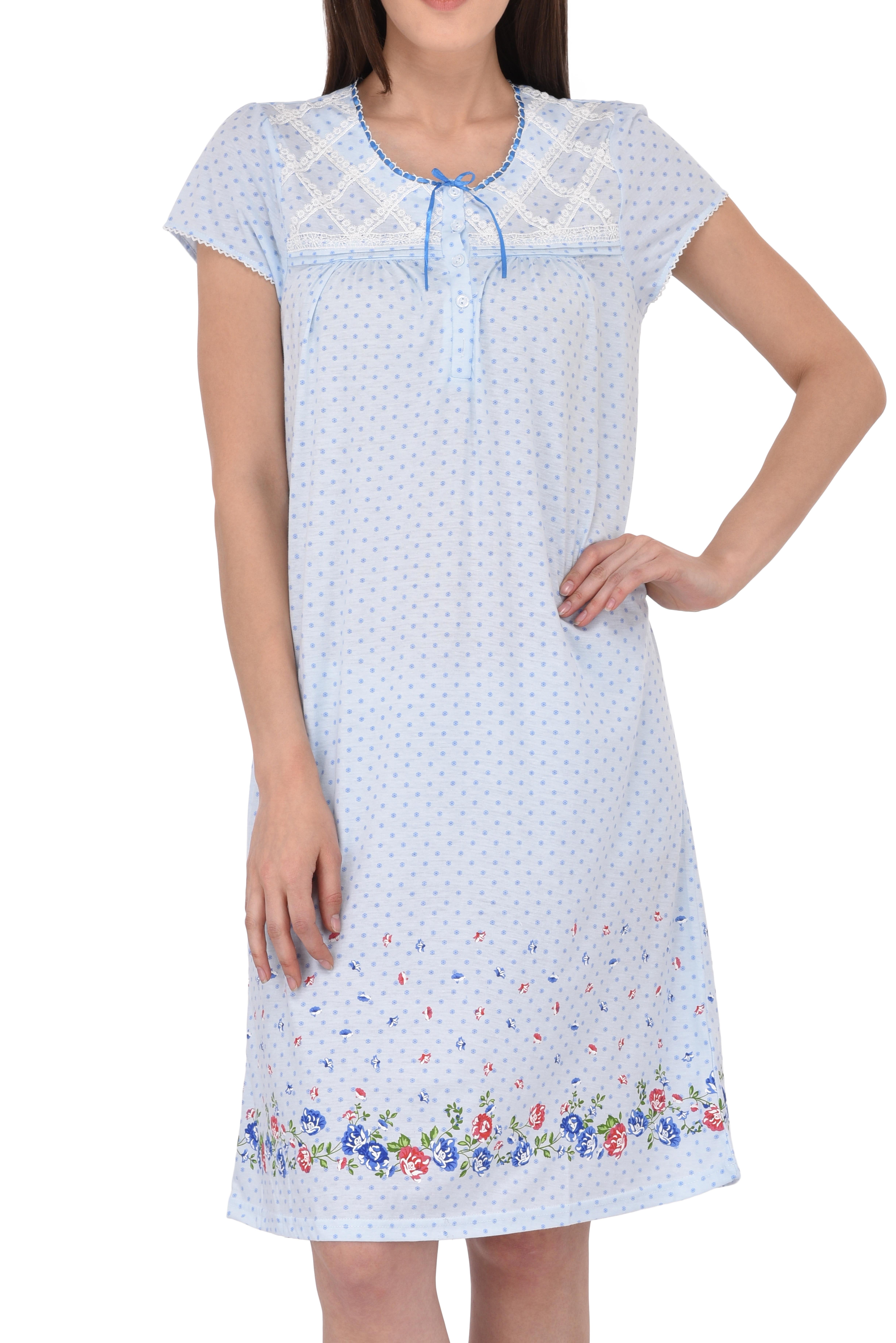 Ezi - Women's Cotton Short Sleeve Nightgown by EZI - Walmart.com