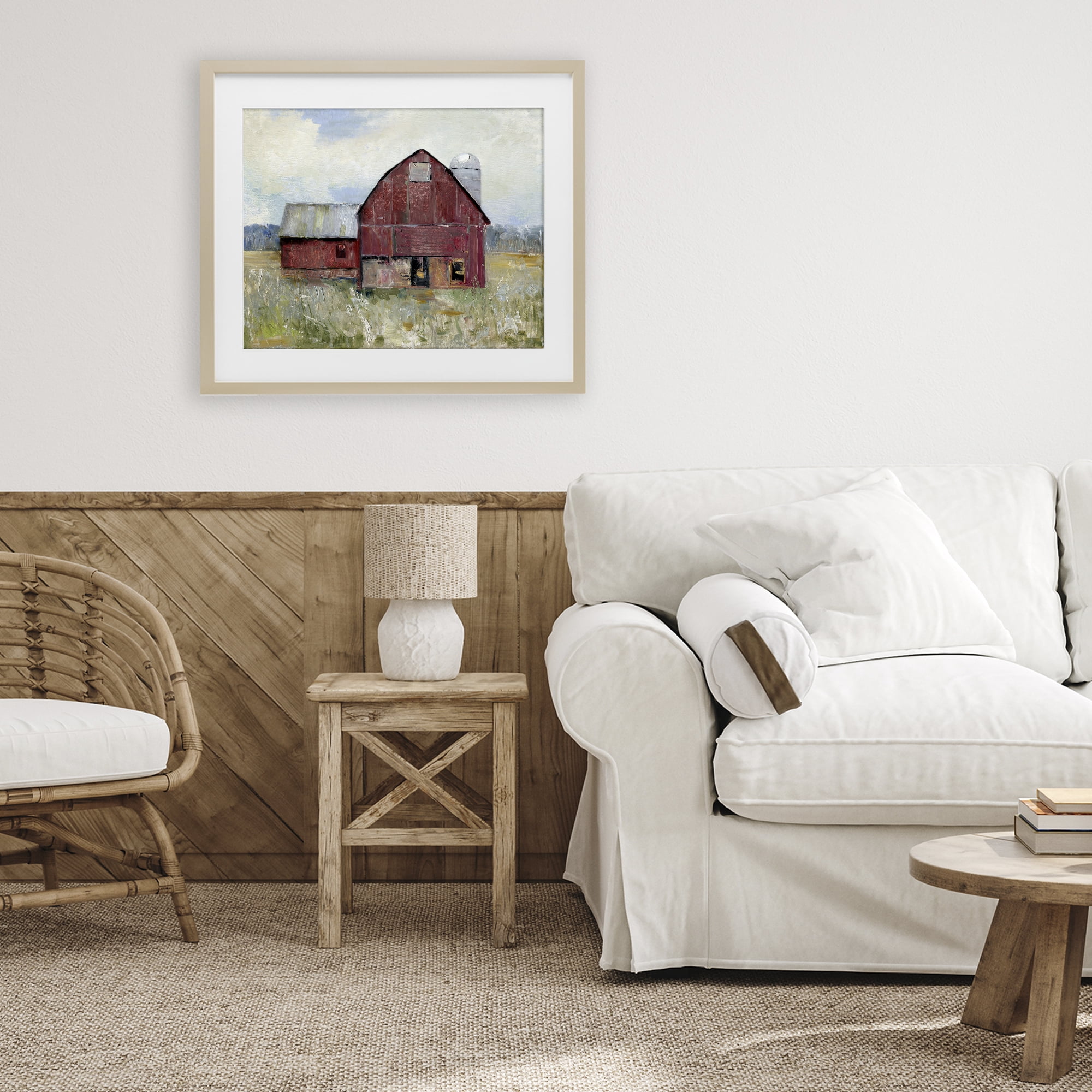 Stupell Industries Red Rugged Barn Birch Framed Print Under Glass, design by Sally Swatland