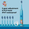 thumbnail image 1 of Cepillo de dientes eléctrico para niños, dibujos animados, con cabezal de repuesto, ultrasónico, IPX7, resistente al agua, recargable, sónico, 1 of 6