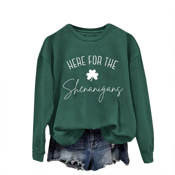 MESSUEN Patrick's Day Gifts Printed Cute Vintage Comfort Sweatshirt Womens Sweatshirts No Hood Business Casual St Patricks Day Womens Tops Loose Sweatshirt for Women A1 Army Green L