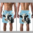 thumbnail image 3 of luoweisi Men's Beach Shorts Quick Dry Swim Trunks with Mesh Lining Cartoon Cow 2XL, 3 of 5