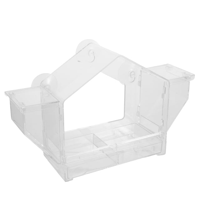 Greenadscape Small Bird Food Dispenser Transparent Plastic Outdoor Window Feeder For Birds And Backyard Wildlife 1Pcs