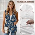 thumbnail image 5 of Psesaysky Skeleton Print Women Sleeveless Waistcoat Blazers Trendy Lightweight Lapel Collar Vest Coat with 2 Pockets, Size 5XL, 5 of 6
