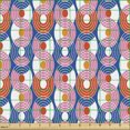 thumbnail image 2 of Retro Fabric by the Yard, Disc Shaped Funky Circles Pop Art Overlapping Geometric Creative Ovals, Decorative Upholstery Fabric for Sofas and Home Accents, Pink Vermilion and Blue by Ambesonne, 2 of 5