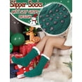 thumbnail image 3 of Calcetas pantuflas EBMORE para mujer, peludas, gruesas, cálidas, antideslizantes verdes, 3 of 6