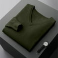 thumbnail image 3 of Wutalume Men's Fashion V-Neck Casual Knit Lightweight Dress Sweater Long Sleeve Slim Fit for Fall and Winter Pullover Style,Army Green L, 3 of 7