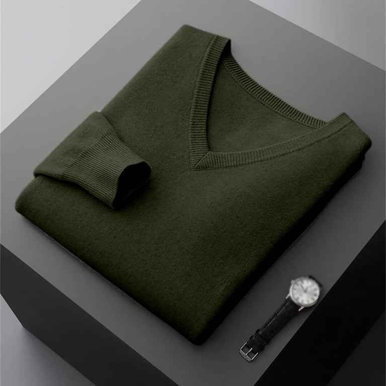Wutalume Men's Fashion V-Neck Casual Knit Lightweight Dress Sweater Long  Sleeve Slim Fit for Fall and Winter Pullover Style,Army Green XL -  Walmart.com