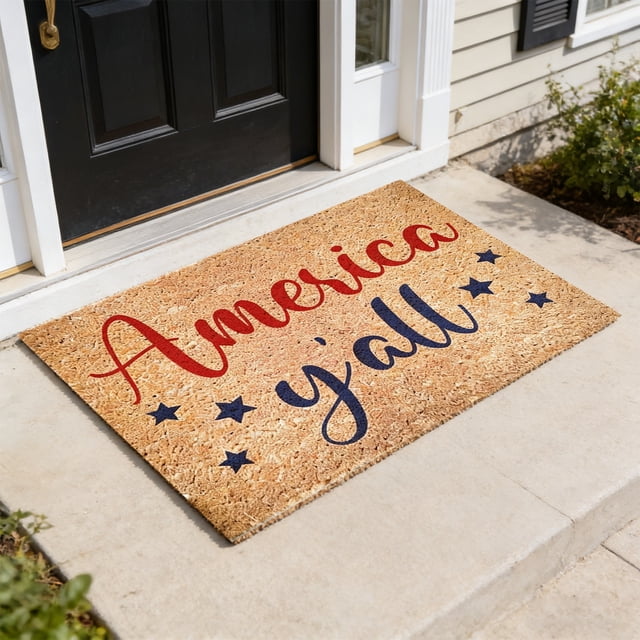 Non Slip Doormat Patriotic Entrance Rug, Durable Easy Clean Indoor Outdoor Floor Mat, Waterproof Entryway Rug for Kitchen Bathroom Laundry Room, Machine Washable Anti Skid Welcome Mat for Home Decor