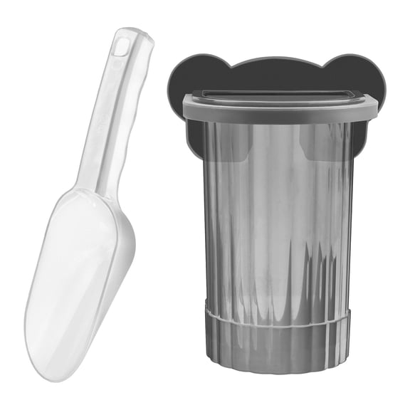 Removable Plastic Ice Scoop with Holder for Freezer Bucket, Kitchen Ice Cube Scoop, Multipurpose Plastic Scooper Shovel for Countertop Pet Food Flour Grains (White & Gray)