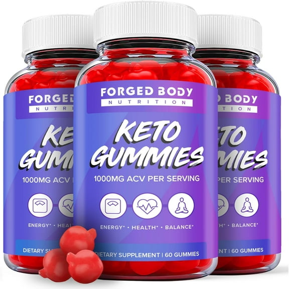 (3 Pack) Forged Body Keto ACV Gummies - Apple Cider Vinegar Supplement for Weight Loss - Energy & Focus Boosting Dietary Supplements for Weight Management & Metabolism - Fat Burn - 180 Gummies