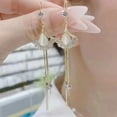 thumbnail image 3 of Hyasfey 1 Pair Tassel Earrings Tassel Leaf Shape Rhinestone Inlay Shining Straight Hanging Decoration Hypoallergenic Pendants Geometric Piercing Drop Earrings Jewelry Accessories, 3 of 7