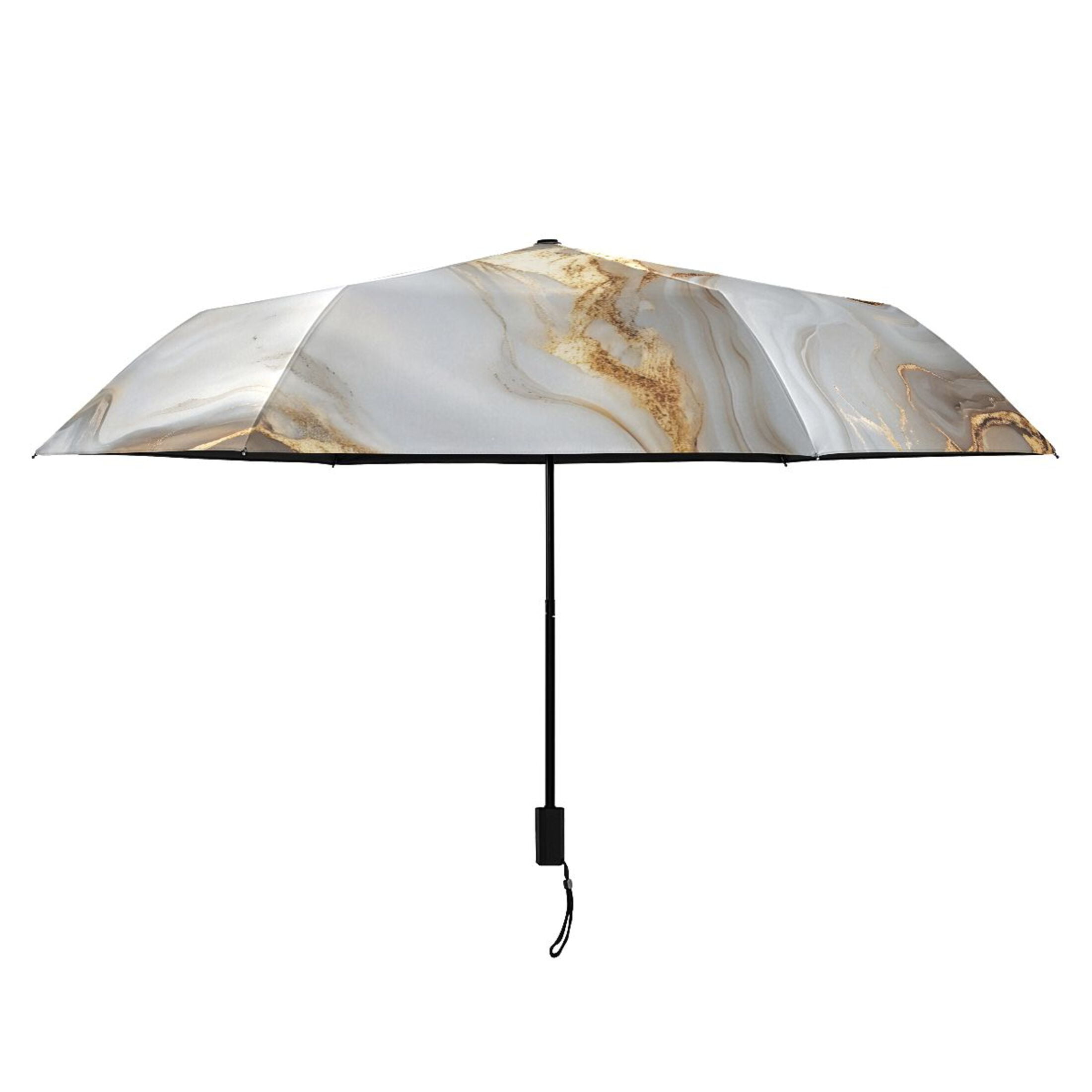 ALAZA White Gold Marble UPF 50+ Compact Folding Umbrella for Rain Travel Umbrella Packable