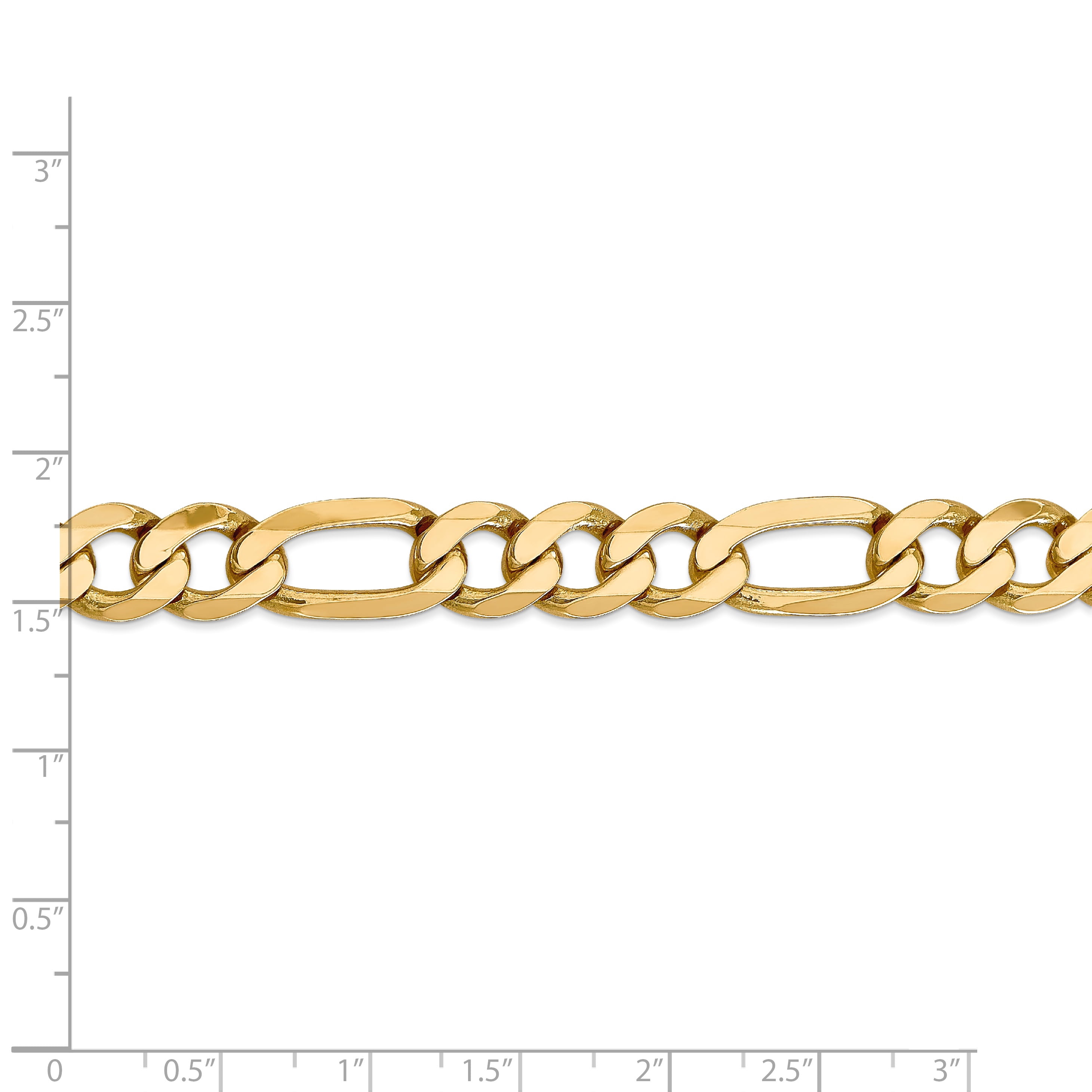 14K Yellow Gold 10mm Flat Figaro Chain