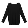thumbnail image 4 of UJNDER Deep V Neck Waffle Long Sleeve Knit Sweater Loose Fit for Women Casual Pullover Top Black S, 4 of 5