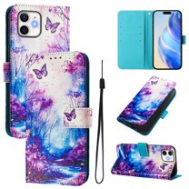 for iPhone 12 Pro / iPhone 12 6.1" Wallet Case, Painting Pattern Premium PU Leather [Credit Card Holder] [Wrist Strap] Flip Stand Feature Purse Case Full Protective Pattern Cover, Dream