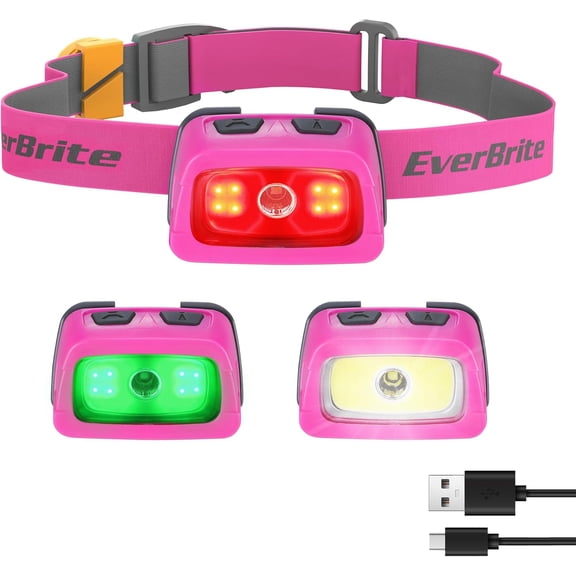 Rechargeable Headlamp, 350 Lumens Headlamp with Red Light and Memory Function, 7 Modes Running Headlamp, Bright Headlamps for Camping, Fishing, Hunting, Night Vision