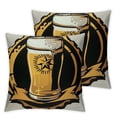 thumbnail image 2 of Acheng Decorative Throw Pillow Covers Beer Emblem Bottle Cap Glass Bar Retro Badge Wheat Sign Ribbon Vintage Alcohol Banner Black for Bedroom,2 Pcs White, 2 of 6