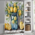 thumbnail image 3 of Yellow Lemon Leaf Fabric Shower Curtain Vintage Oil Painting Washable Shower Curtains for Bathroom, Waterproof Bath Curtain with Hooks Home Decor 36x72in, 3 of 8