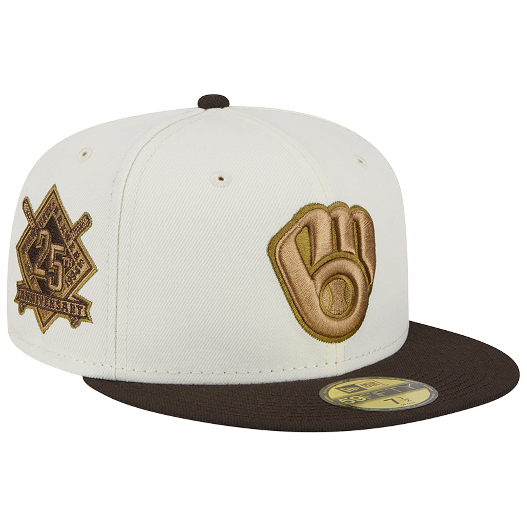 Men's New Era White/Brown Milwaukee Brewers 25th Team Anniversary