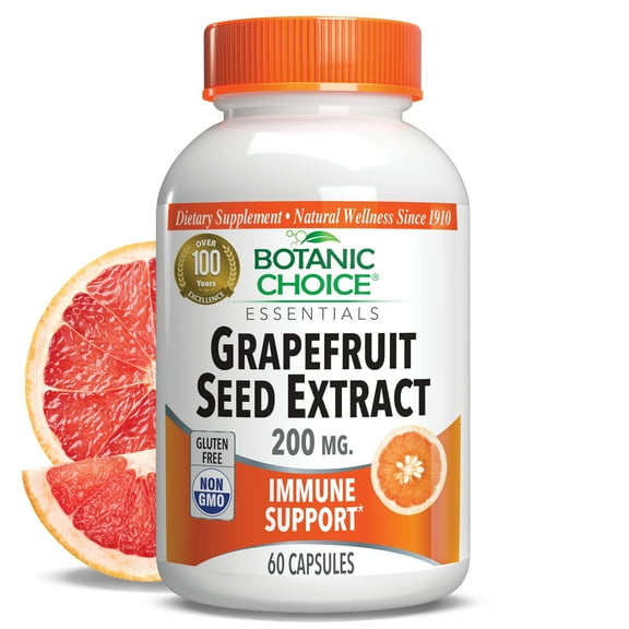Botanic Choice Grapefruit Seed Extract 200 mg. Immune Support Dietary Supplement, 60 capsules