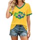thumbnail image 2 of Women's Football Graphic T-Shirt, Women's V-Neck Short Sleeve Letter Print T-Shirt, Fashion Casual Top for Daily Wear for Soccer Tournament 2026 Yellow Size: 2XL, 2 of 5