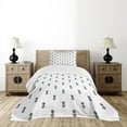 thumbnail image 4 of Ambesonne Black and White Quilted Bedspread Set 2 Pcs, Tropic Pineapples, Twin Size, White and Black, 4 of 5