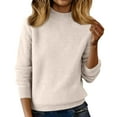 thumbnail image 2 of Womens Mock Neck Long Sleeve Sweater Turtleneck Lightweight Knit, Fall Casual Pullover Top Beige S, 2 of 7