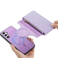 thumbnail image 3 of for Samsung Galaxy A14 5G Zipper Wallet Case, 2-in-1 Magnetic Wallet Case Phone Cover, Card Slots Holder PU Leather Case TPU Bumper Shockproof Anti-Drop Cover for Galaxy A14 5G, Purple, 3 of 11