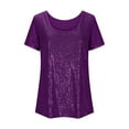 thumbnail image 5 of Womens Full Sequin Tops Sparkle Glitter Blouses Short Sleeve Shirts Dressy Party Concert Outfits, 5 of 5