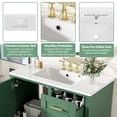 thumbnail image 6 of Bathroom Vanity with Sink, Freestanding Bathroom Sink Vanity with 3 Drawers & Soft-Close Door, Solid Wood Bathroom Cabinet with Ceramic Basin for Small Space (Green & 36"), 6 of 8