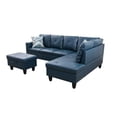 thumbnail image 5 of Starhome L Shaped Denim Couch with Storage Ottoman(Pillows Included) Microfiber, 5 of 9