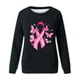 thumbnail image 4 of CLOISE Pink Breast Cancer Sweatshirt Women Breast Cancer Support Sweatshirts Butterfly Ribbon Oversized Crewneck Long Sleeve Hoodie Cancer Awareness Shirts Loose Pullover Blouses Fall Outfits Black, 4 of 4