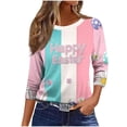 thumbnail image 7 of Ounisa Womens 3/4 Sleeve T Shirt Crew Neck Easter Bunny Printed Pullover Loose Fit Casual Spring Trendy Tops S-3XL, 7 of 7