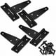 thumbnail image 1 of Paquete de 4 bisagras en T para cobertizo de jardín, color negro, bisagras para puerta de granero de 3", bisagras en T resistentes, bisagras de metal con 24 tornillos, 1 of 5