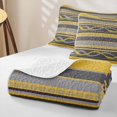 thumbnail image 4 of jejeloiu Bright Striped Quilt King,Sunny Print King Coverlet Set For Boys,Yellow Gray,3pcs, 4 of 7